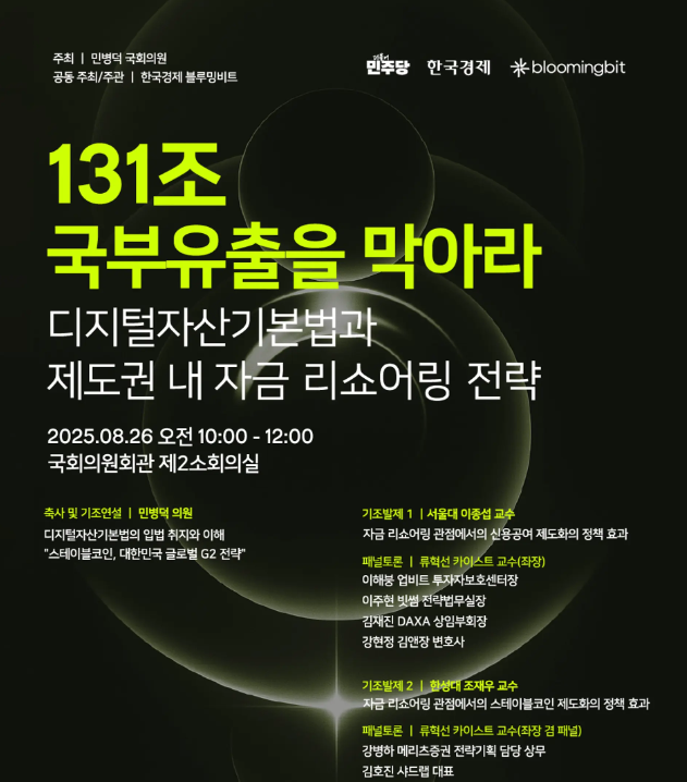 代表Min byung-deok与Hankyung Bloomingbit举行了关于 “数字资产基本法案和资本回售策略” 的研讨会